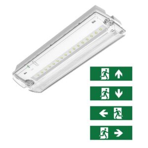 Noodverlichting wand-/plafondarmatuur wit 3W met pictogrammen